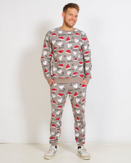 Gray Christmas Pajama Set for Men - Family Favorite
