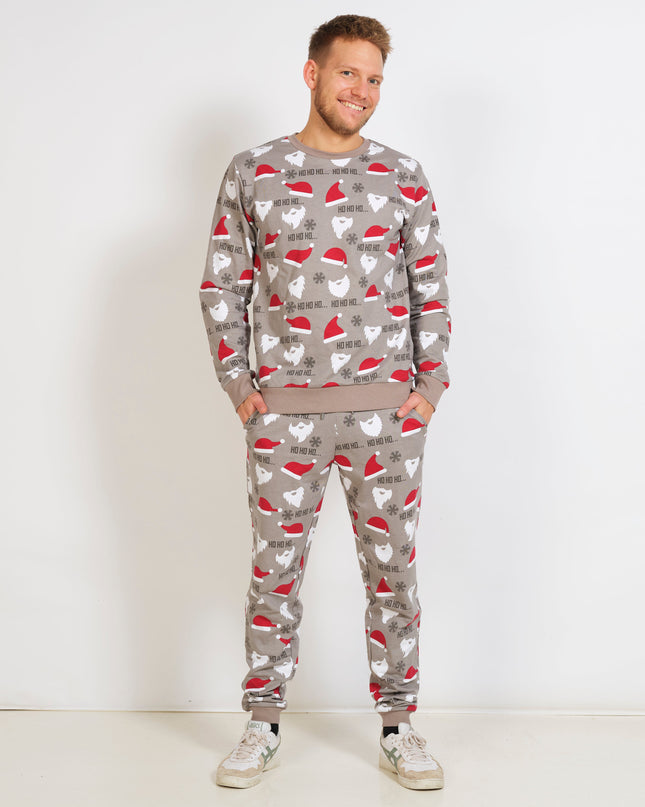 Gray Christmas Pajama Set for Men - Family Favorite