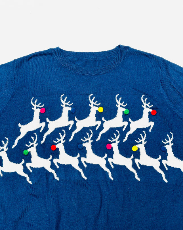 Vintage Christmas Sweater - Jumping Reindeer for Holidays