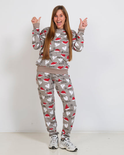 Gray Christmas Pajama Set for Women - Family Favorite