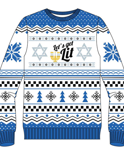 Let's Get Lit Hanukkah Ugly Christmas Sweater