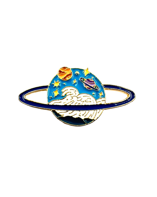 Wave Planet Pin - Ocean-Inspired Nature Accessory