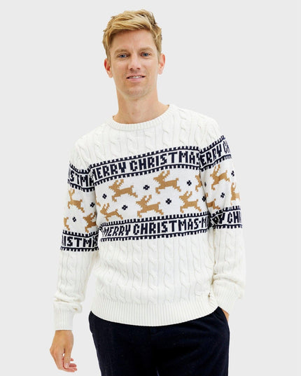 Elegant White Christmas Sweater for Men
