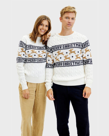 Elegant White Christmas Sweater for Men