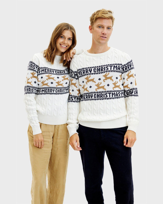 Elegant White Christmas Sweater for Men