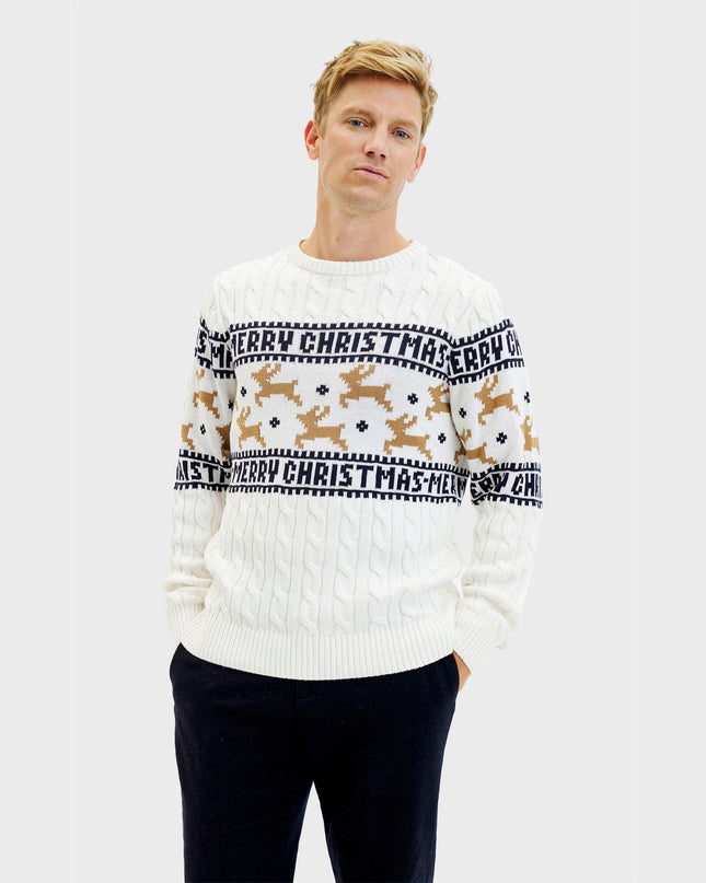 Elegant White Christmas Sweater for Men