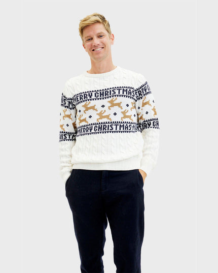 Elegant White Christmas Sweater for Men