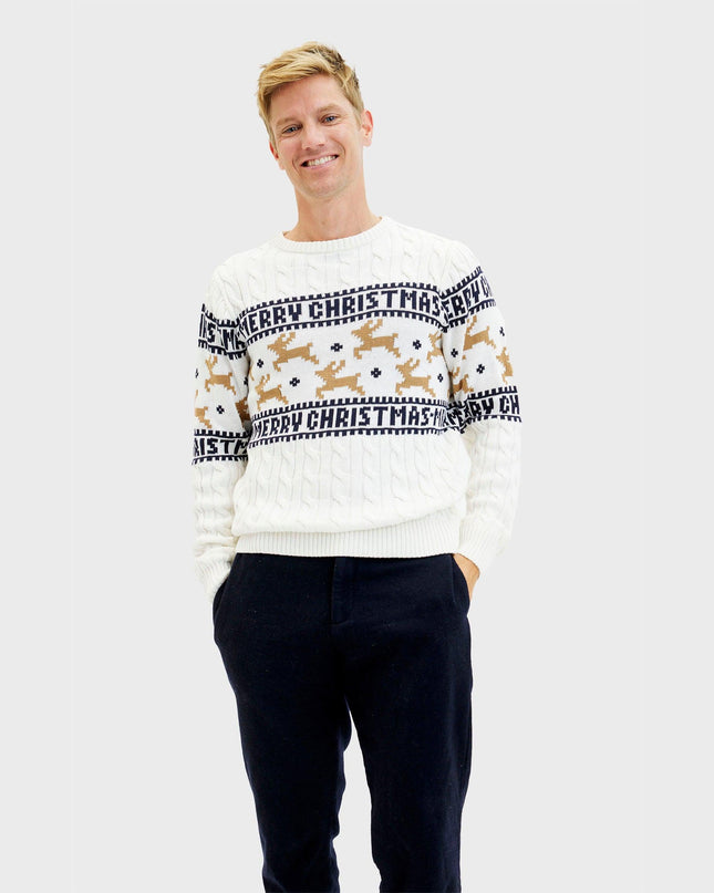 Elegant White Christmas Sweater for Men