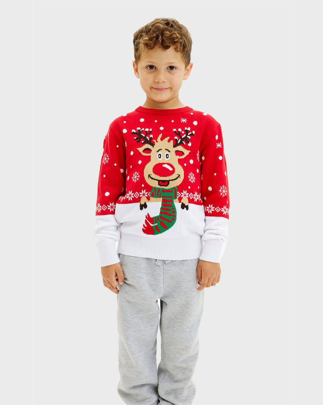 Rudolph Red Christmas Sweater for Kids - Family Holiday Style