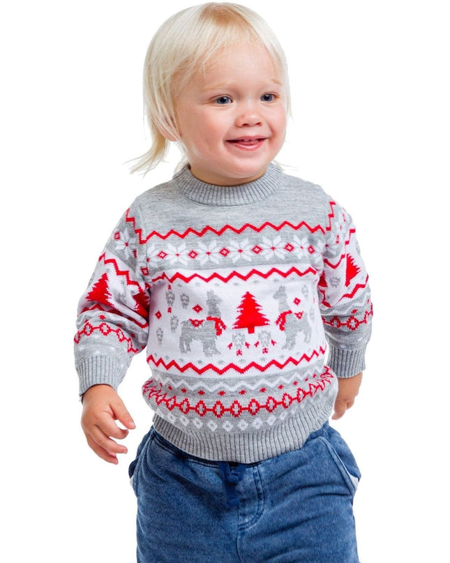 Baby / Toddler Grey Llama Sweater