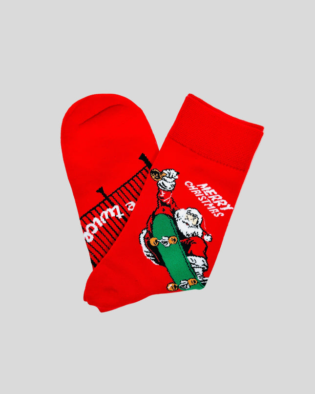 Skateboarding Santa Socks - Fun Holiday Accessory