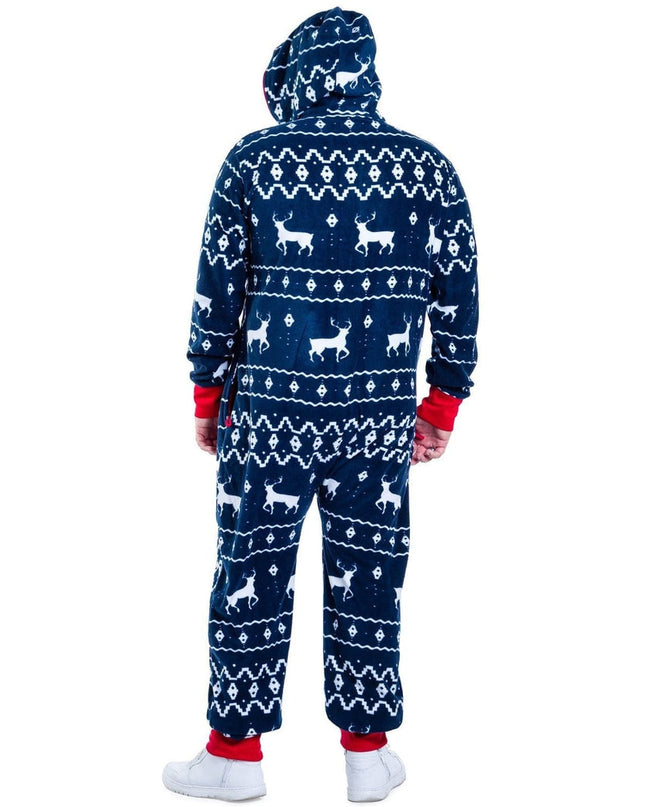 Men's Blue Reindeer Big and Tall Jumpsuit