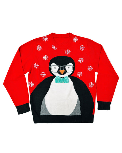 Vintage Christmas Sweater - Bowtie Penguin Design