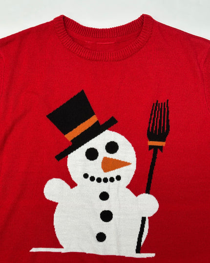 Vintage Christmas Sweater - Broom Snowman