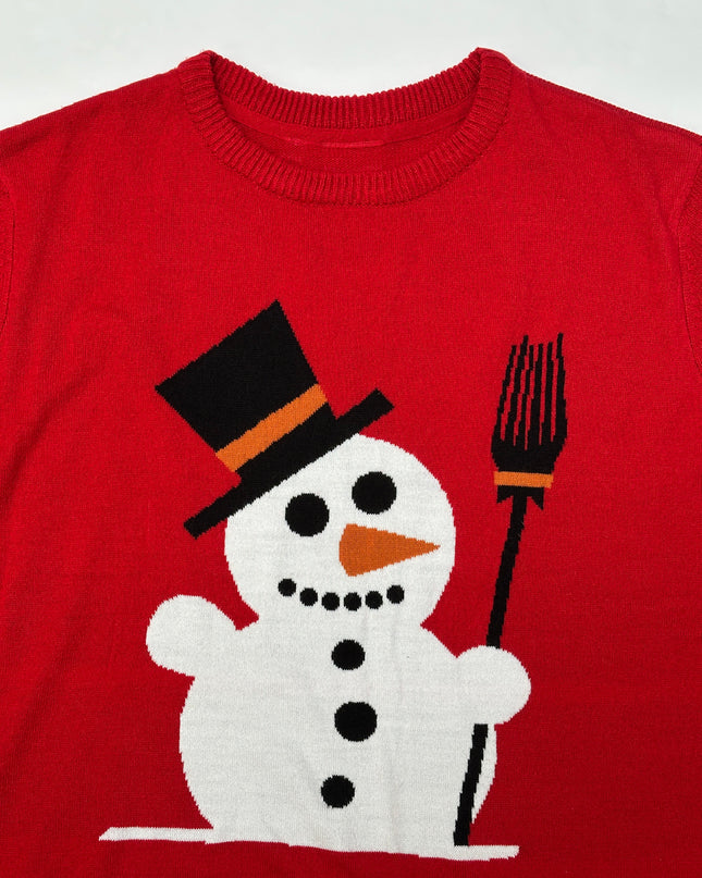 Vintage Christmas Sweater - Broom Snowman