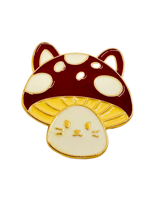 Mushroom Cat Pin - Whimsical Gift for Cat Lovers