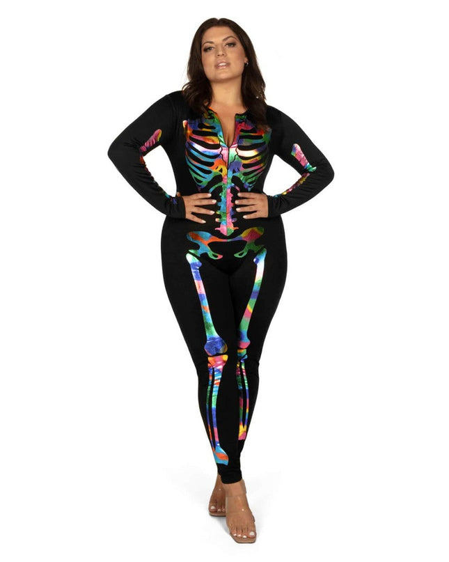 Iridescent Skeleton Plus Size Bodysuit Costume