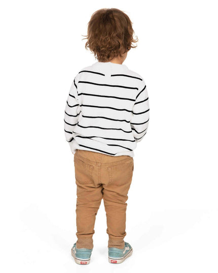Toddler Boy's White Striped Tree Sweater