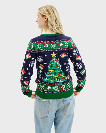 Navy Christmas Tree Sweater for Women