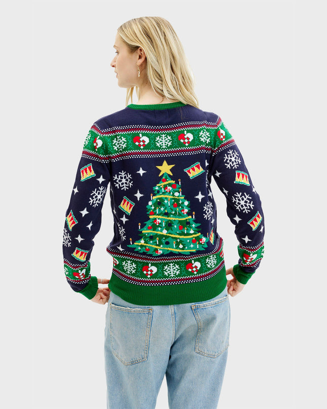 Navy Christmas Tree Sweater for Women