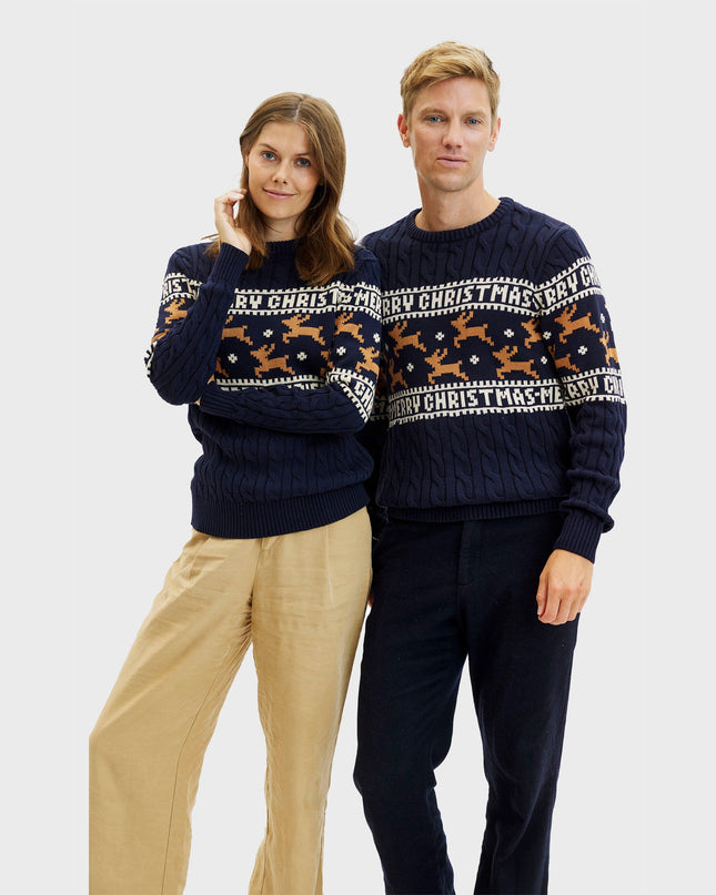 Elegant Blue Christmas Sweater for Women