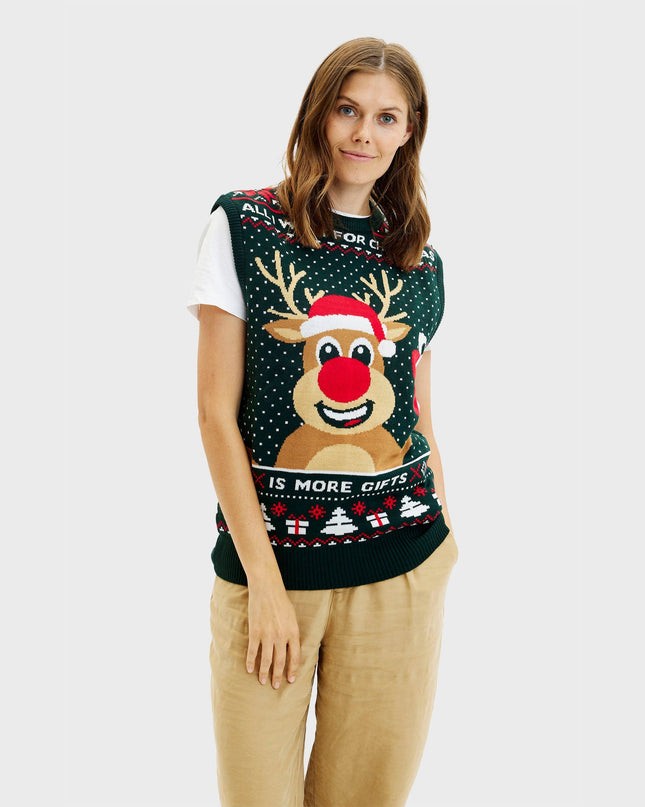 Rudolph's Two-Sided Christmas Vest for Women