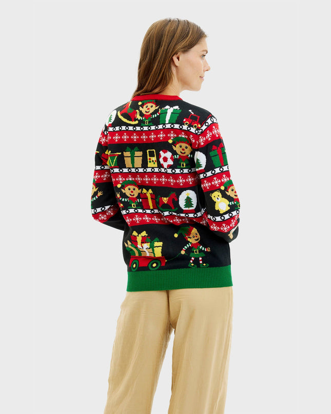 Santa's Workshop Sweater for Women - Two-Sided Christmas Design