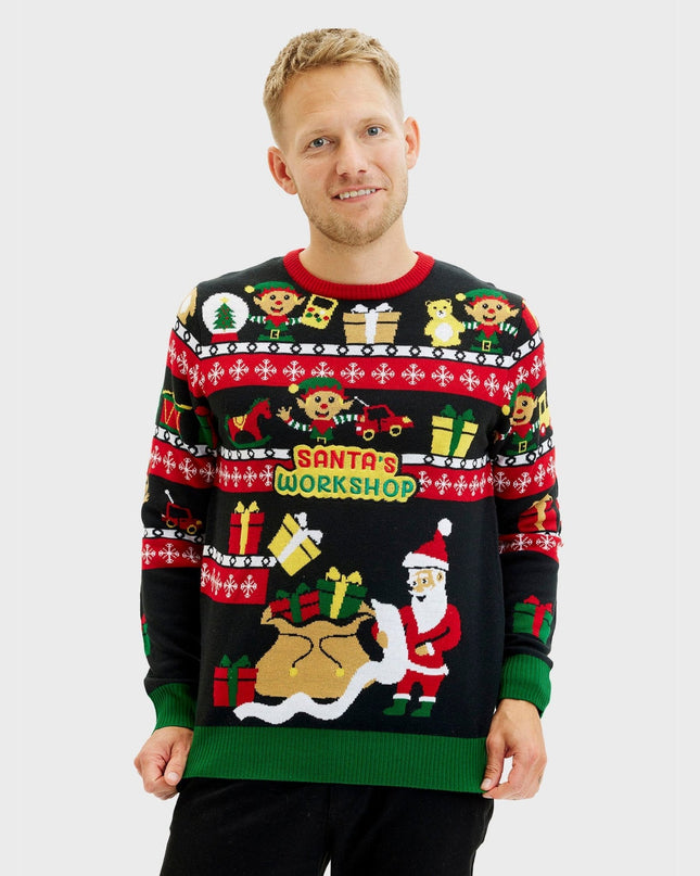Santa's Workshop Sweater for Men - Double-Sided Design