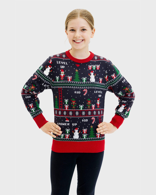 Vintage Gamer Christmas Sweater for Kids