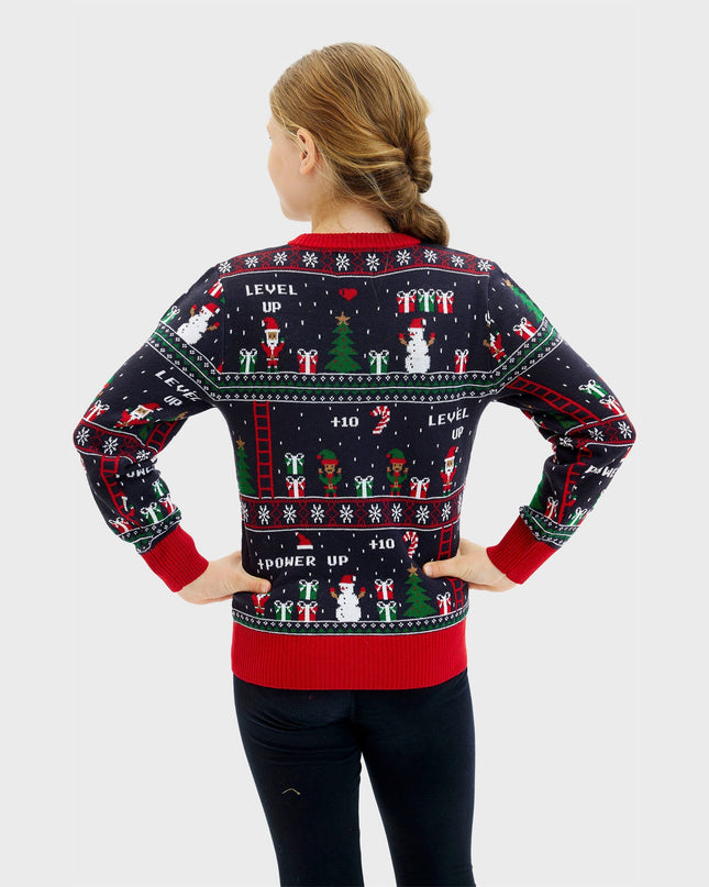 Vintage Gamer Christmas Sweater for Kids