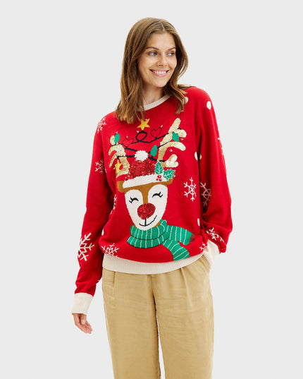 Cute Reindeer Christmas Sweater for Women - Family Style
