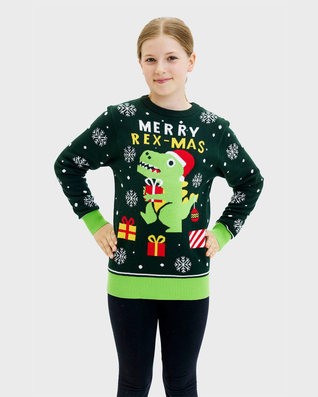 Cute Dino Christmas Sweater for Kids