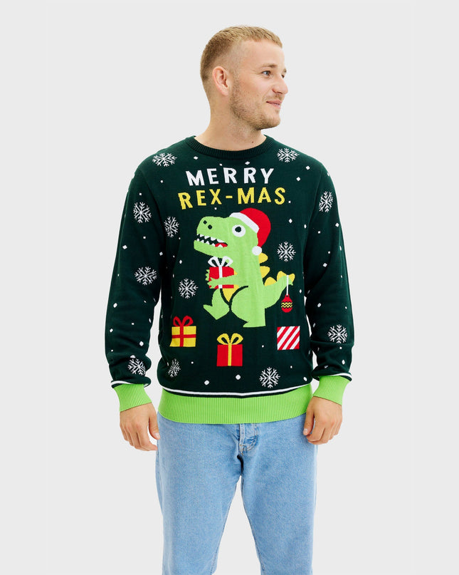 Cute Dino Christmas Sweater for Men