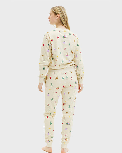 Beige Christmas Sweatset for Women