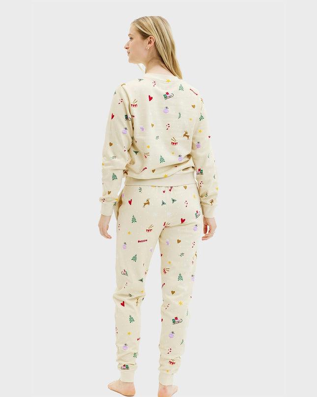 Beige Christmas Sweatset for Women