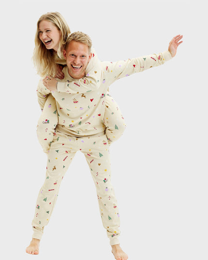 Beige Christmas Sweatset for Women