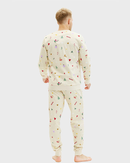 Beige Christmas Sweatset for Men