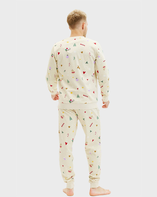 Beige Christmas Sweatset for Men