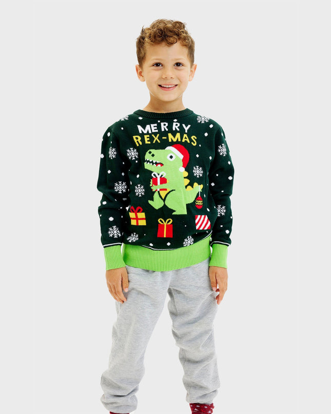 Cute Dino Christmas Sweater for Kids