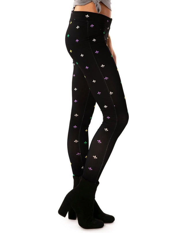 Black Fleur De Lis Leggings