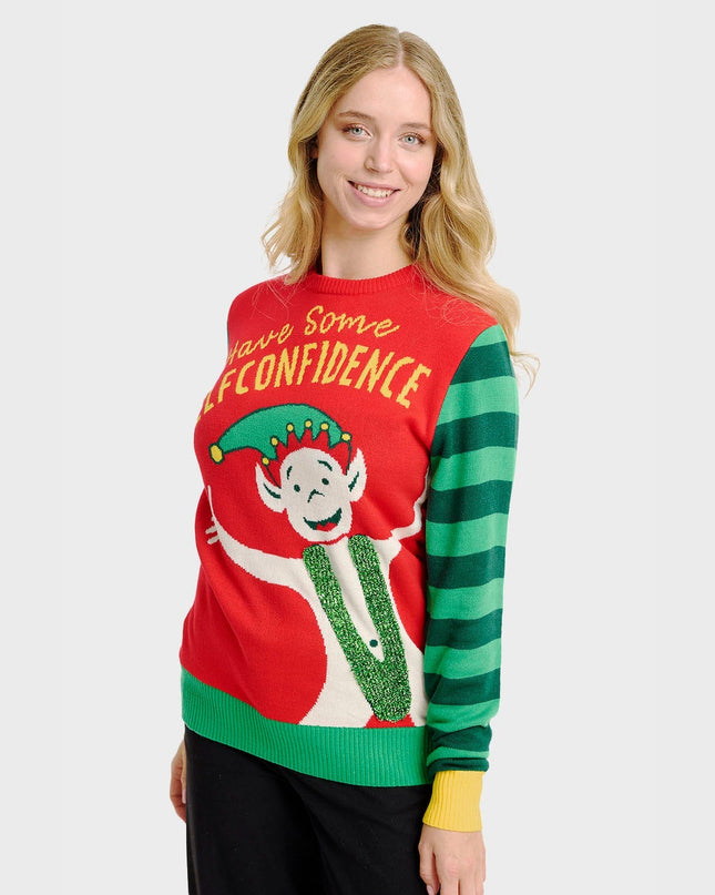 Elf Confidence Christmas Sweater for Women