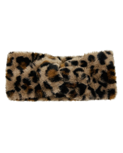 Leopard Faux Fur Headband - Dark Brown for Women