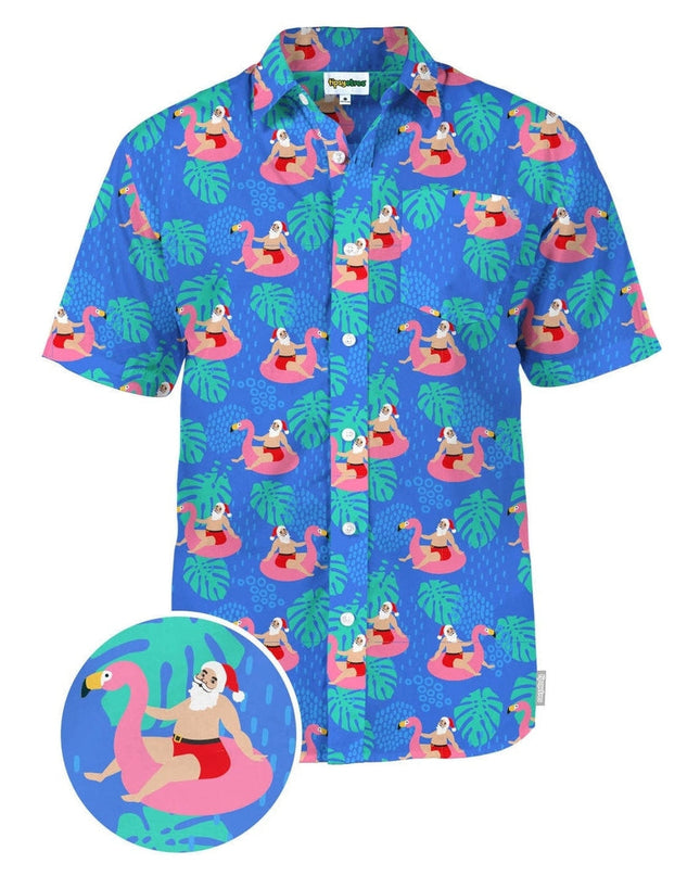 Men's Santa Pool Party Button Down Shirt
