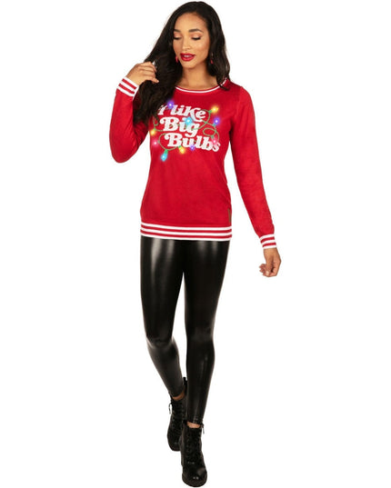 Women's I Like Big Bulbs Light Up Ugly Christmas Sweater