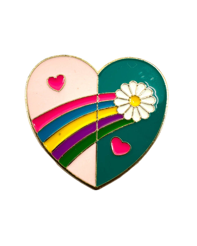 Daisy Heart Enamel Pin Badge