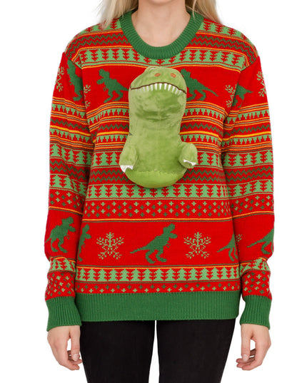 Women's 3D T-Rex Plushie Sweater