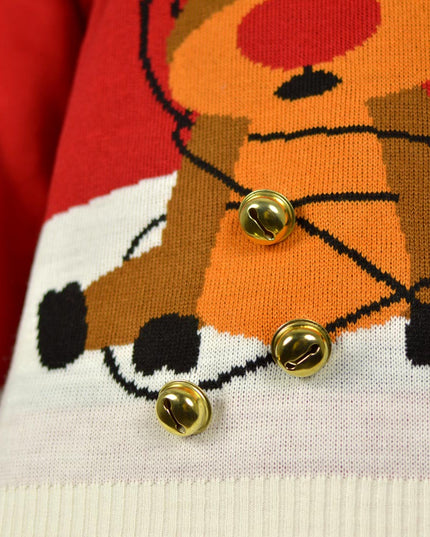 Couple's Christmas Sweater Red "Jingle Bells" 3D Design