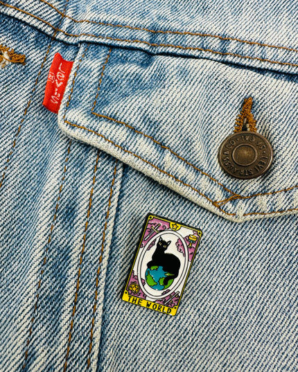 Cat Tarot Brooch | The World Halloween Accessory