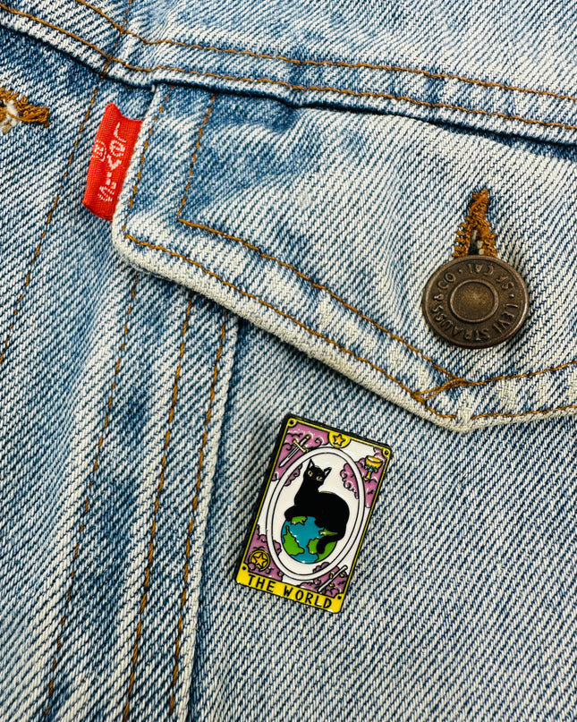 Cat Tarot Brooch | The World Halloween Accessory