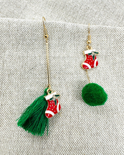 Christmas Earrings - Rhinestone Socks Design